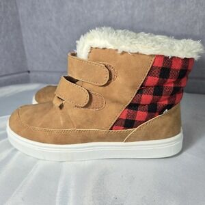 Suede Boots OOMPHIES SZ 1 Toddler with Red & Black Check